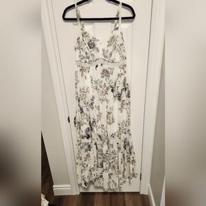 Torrid Cream and Gray Floral Maxi Dress